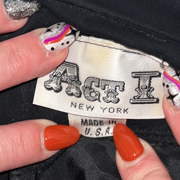 Vintage 80’s Act I New York DISCOCORE crepe gold black blouse shoulder pads - Picture 8 of 8